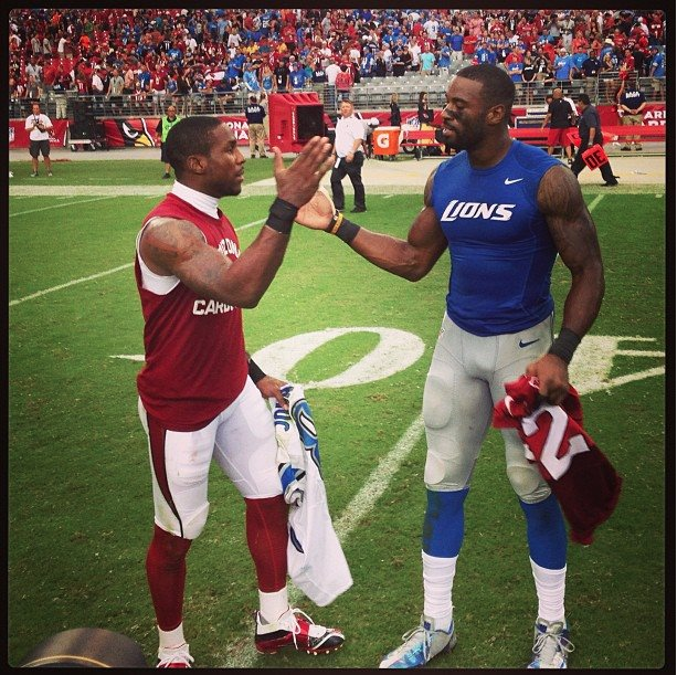 Calvin Johnson And Patrick Peterson Exchange Jerseys After Game
