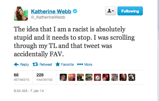 Katherine webb called racist BCS Title Dee DEE
