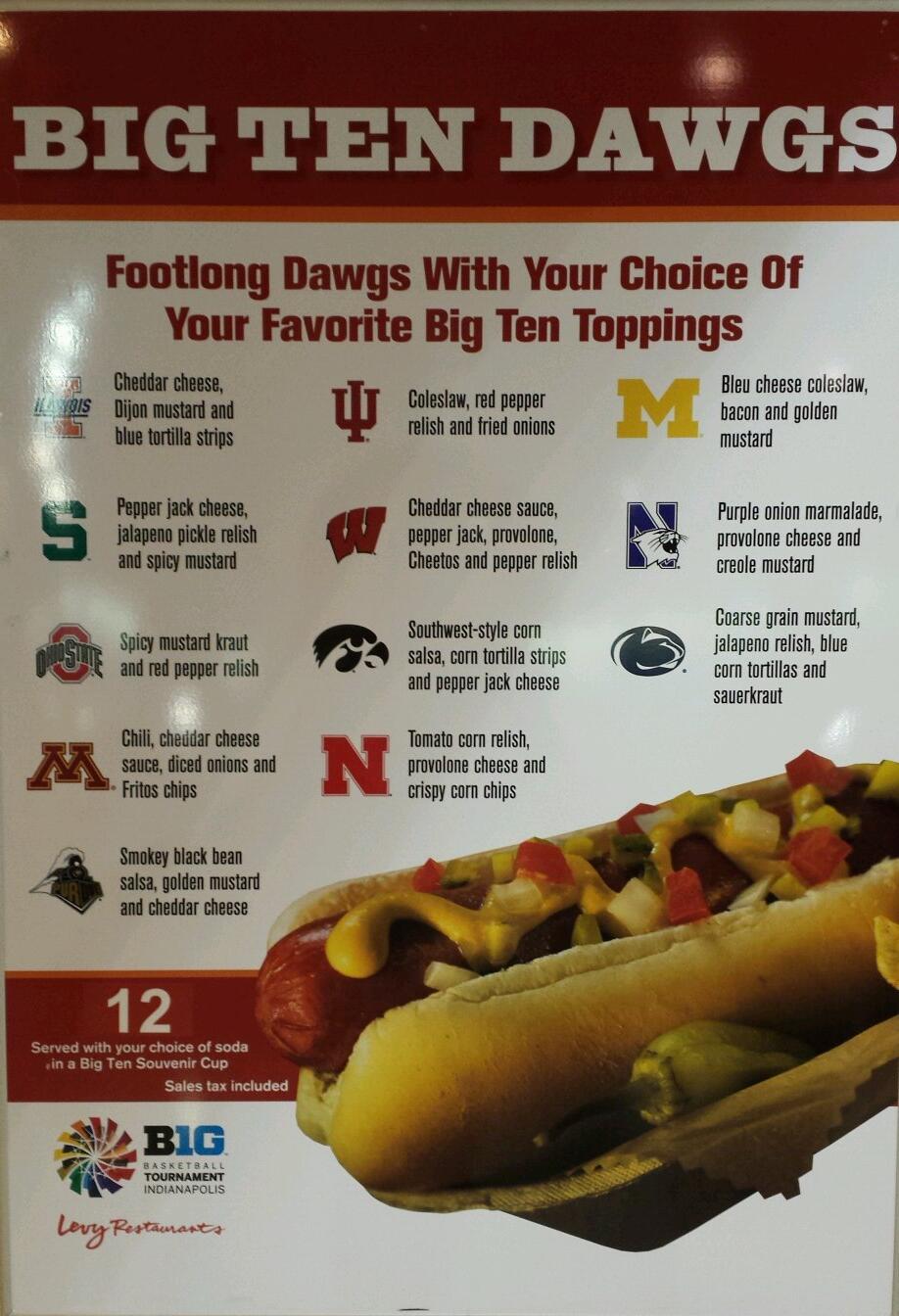 Big Ten hot dogs schools