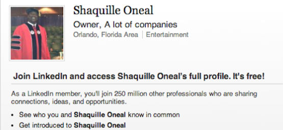 Shaq LinkedIn Profile