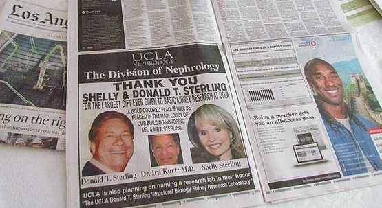 Donald Sterling Ad Clippers LA Times
