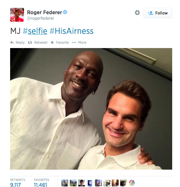 Musgo Factibilidad Decir la verdad Michael Jordan And Roger Federer Took An Epic Selfie Together