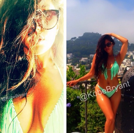 Kobe Bryant posts picture of his wife Vanessa in a Bikini on Instagram.