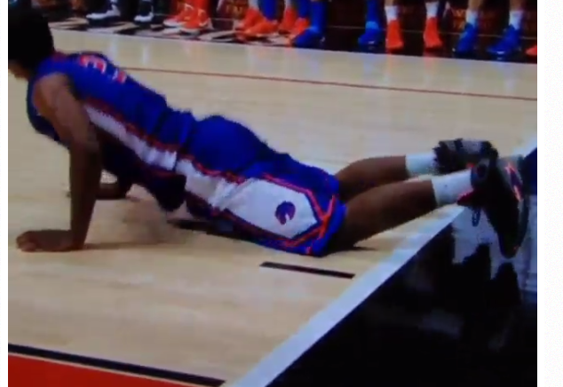 Derrick Marks can't get up off floor