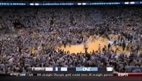 UNC Duke courtrush Dick Vitale