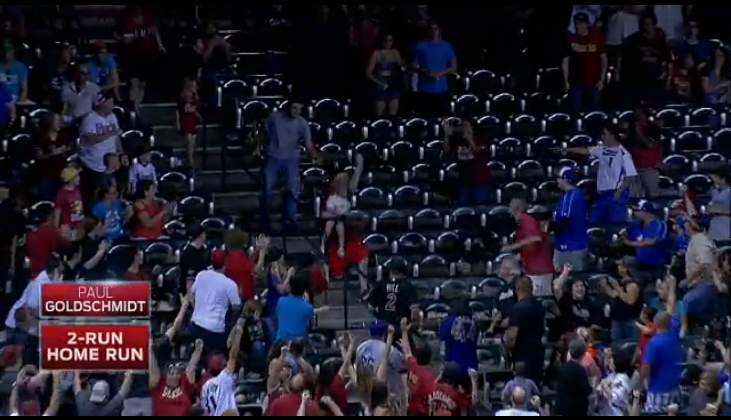 VIDEO DBacks Fan Catches Home Run Ball in One Hand with Baby in Other